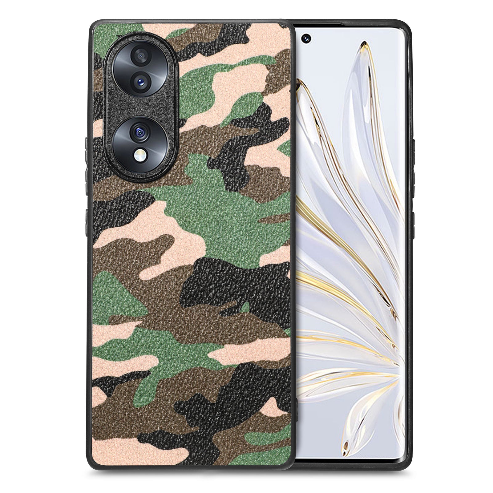 Cell Phone Case for Honor 70 5G PU Leather Coated PC TPU Cover Camouflage Pattern Cell Phone Case for Honor 70 5G PU Leather Coated PC TPU Cover Camouflage Pattern